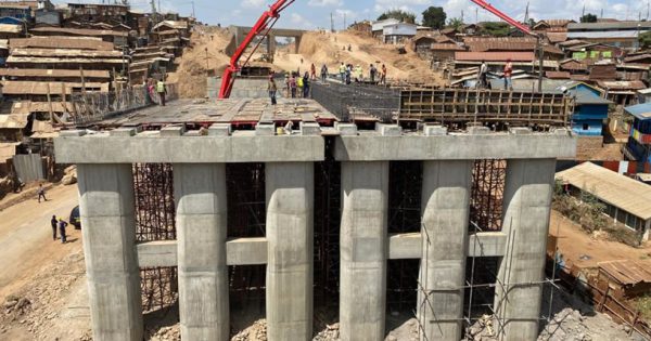 Construction of 80m span bridge across R. Mutoine